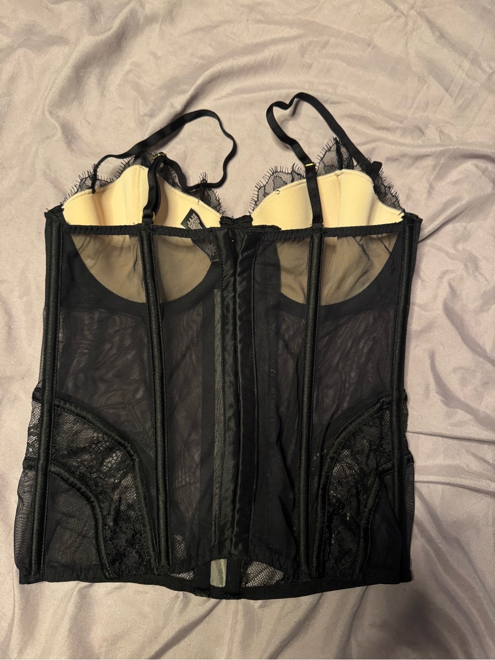 Victorias Secret Tan Black Lace Bustier - Picture 2 of 3